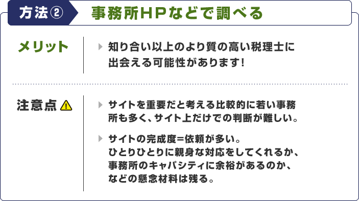 事務所HPなどで調べる