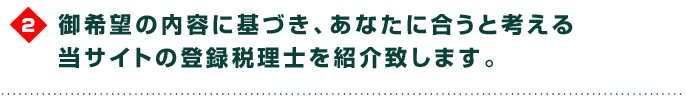 依頼いただいた簡易情報をもとに当サイトに登録の相続を専門にする税理士に厳選送信。
